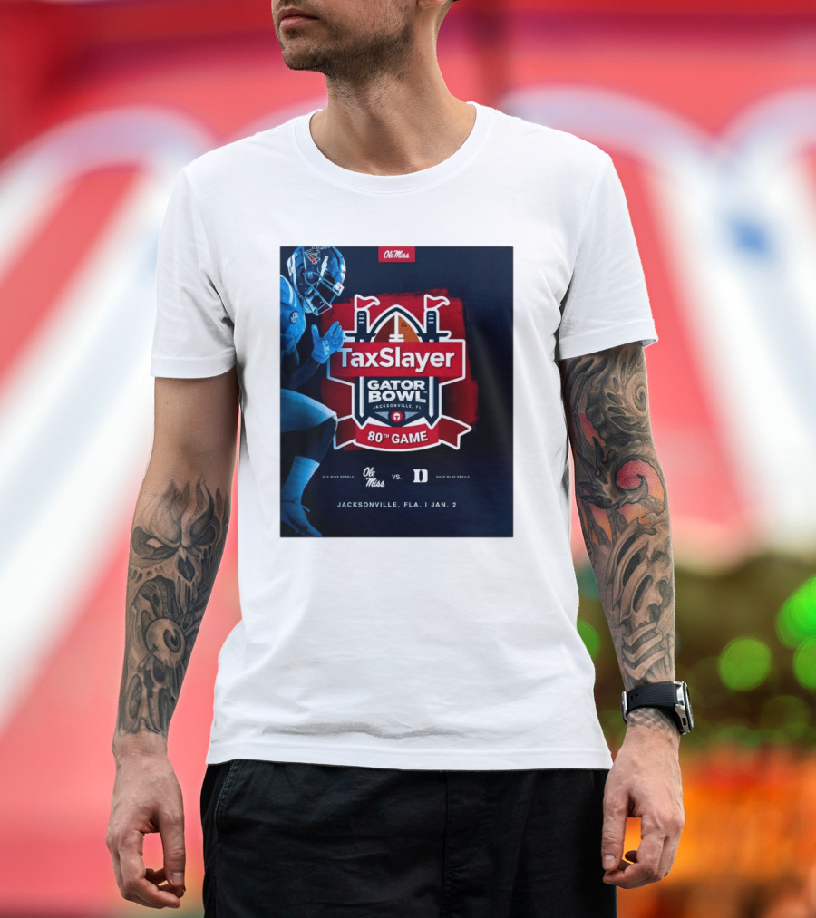 Ole Miss Rebels vs Duke Blue Devils TaxSlayer Gator Bowl 80th Game Jacksonville Fla Jan 2 T-Shirt