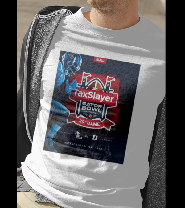 Ole Miss Rebels Vs Duke Blue Devils TaxSlayer Gator Bowl 80th Game Jacksonville Fla Jan 2 T-Shirt