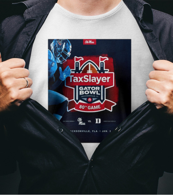 Ole Miss Rebels Vs Duke Blue Devils TaxSlayer Gator Bowl 80th Game Jacksonville Fla Jan 2 T-Shirt