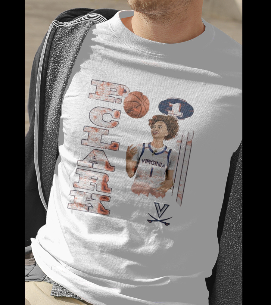 Clark Virginia Cavaliers Basketball Number 1 Cartoon With Ball And V T-Shirt