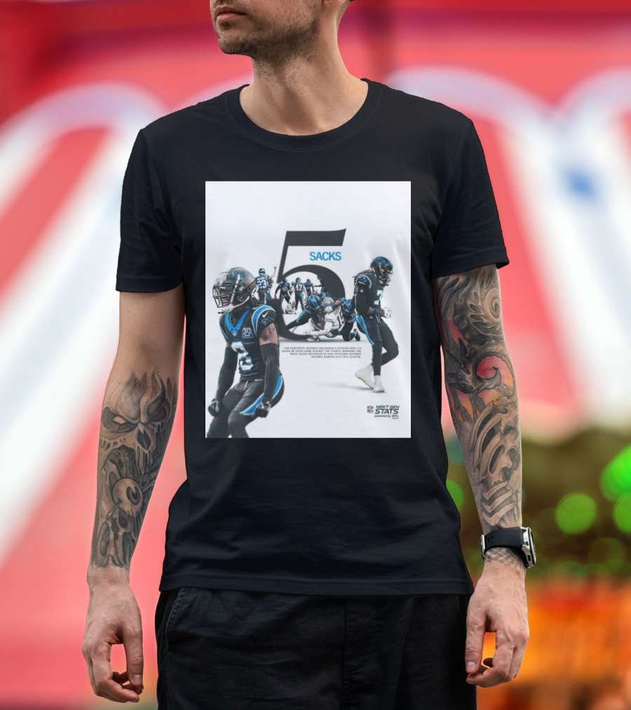 Carolina Panthers 5 Sacks Season-High Game Against Chiefs NFL Next Gen Stats T-Shirt