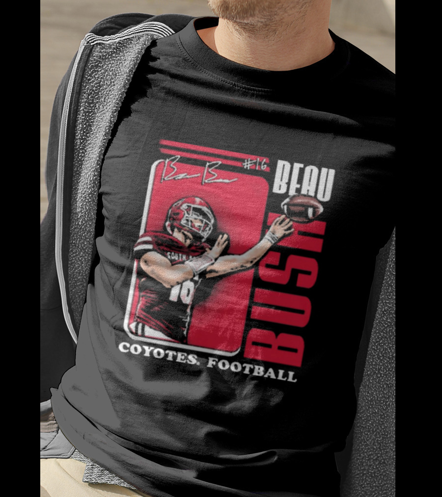 Beau Bush #16 South Dakota Coyotes Football Signature T-Shirt