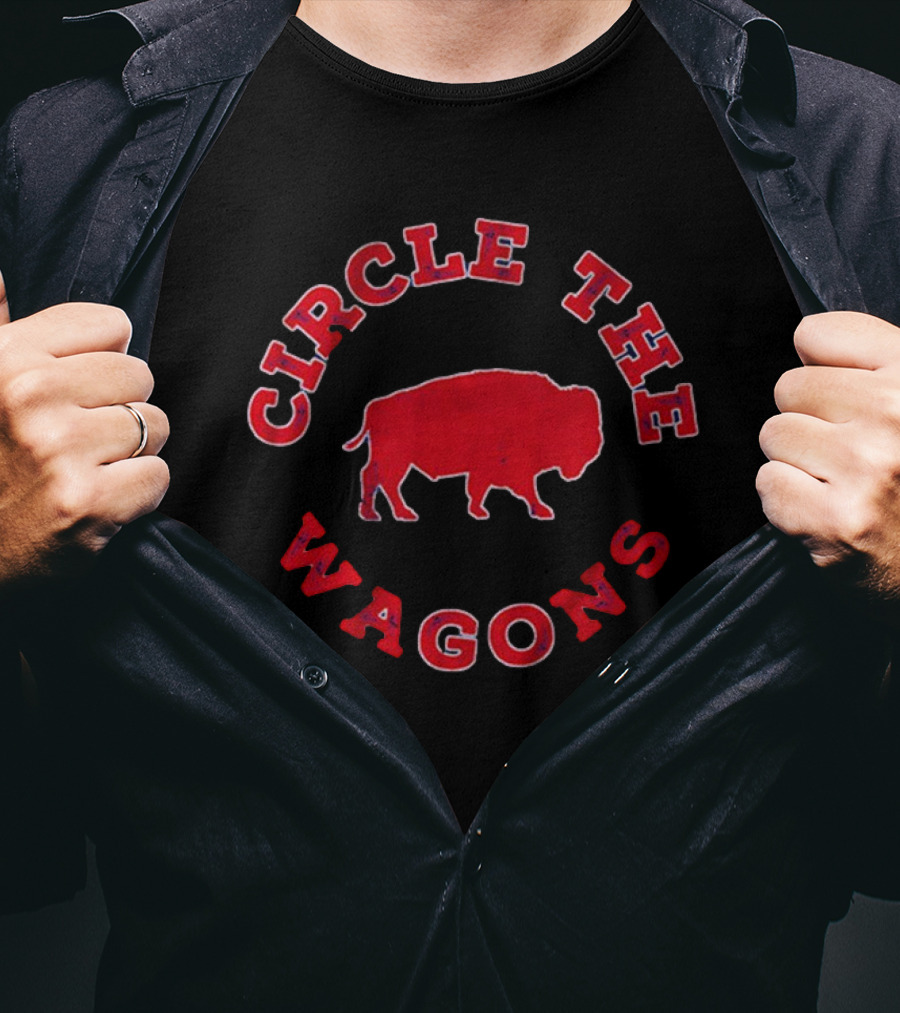 Buffalo Bills Circle The Wagons Red Bison T-Shirt
