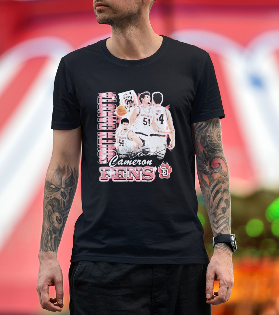 South Dakota Coyotes Cameron Fens Basketball 90s Signature 54 SD T-Shirt