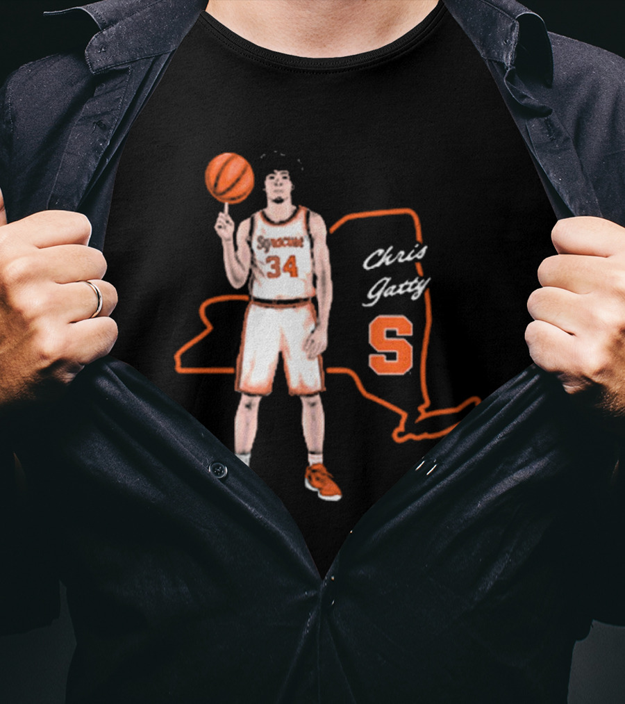 Chris Gatty Syracuse Number 34 Basketball New York Orange S T-Shirt