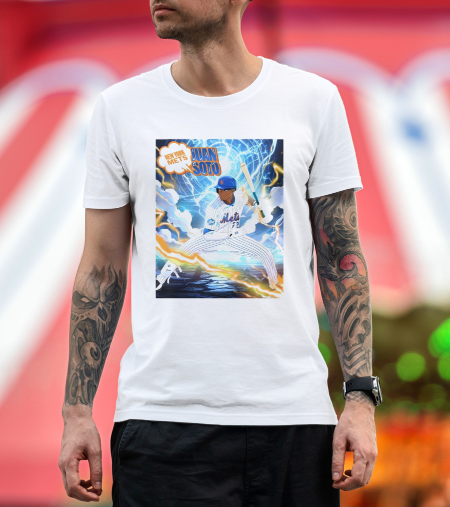 New York Mets Juan Soto Baseball Lightning Adventure T-Shirt