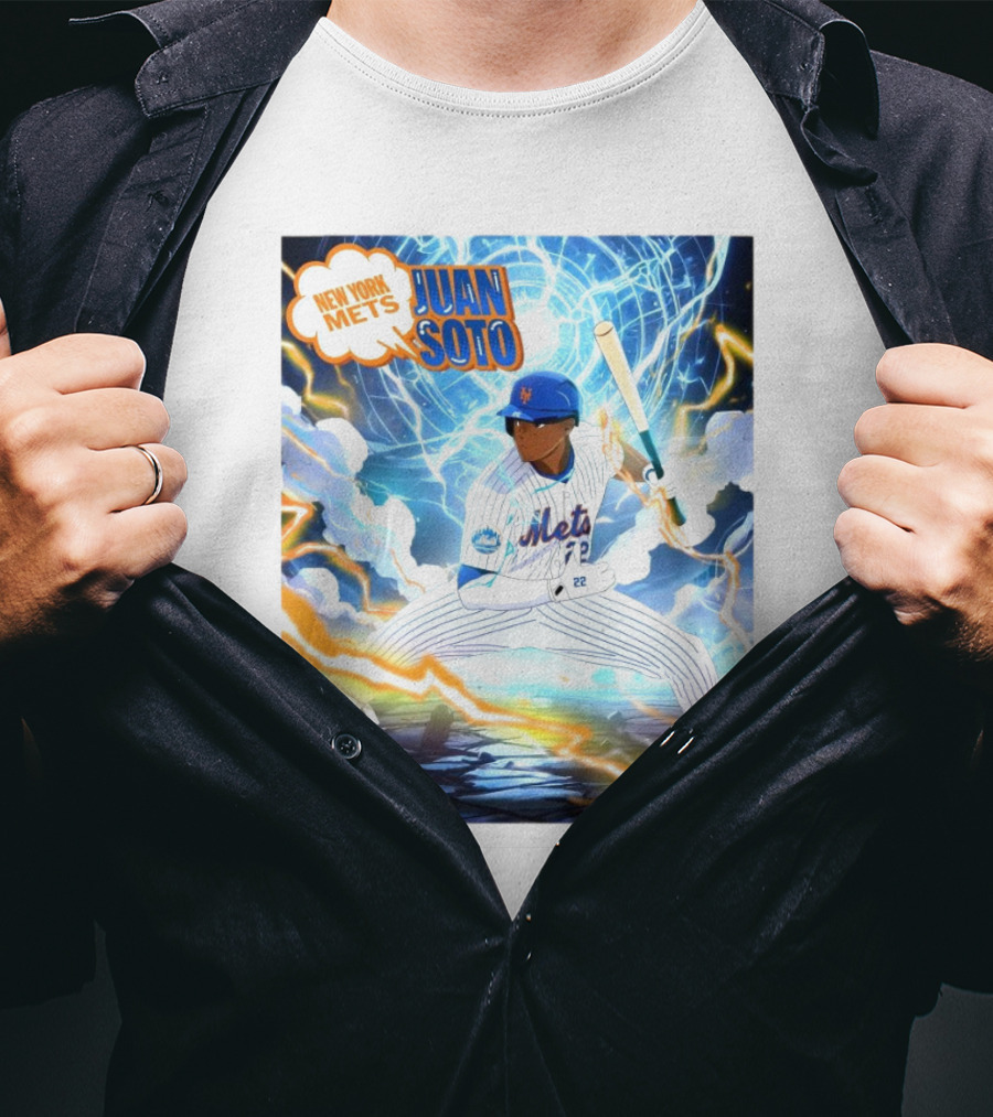 New York Mets Juan Soto Baseball Lightning Adventure T-Shirt
