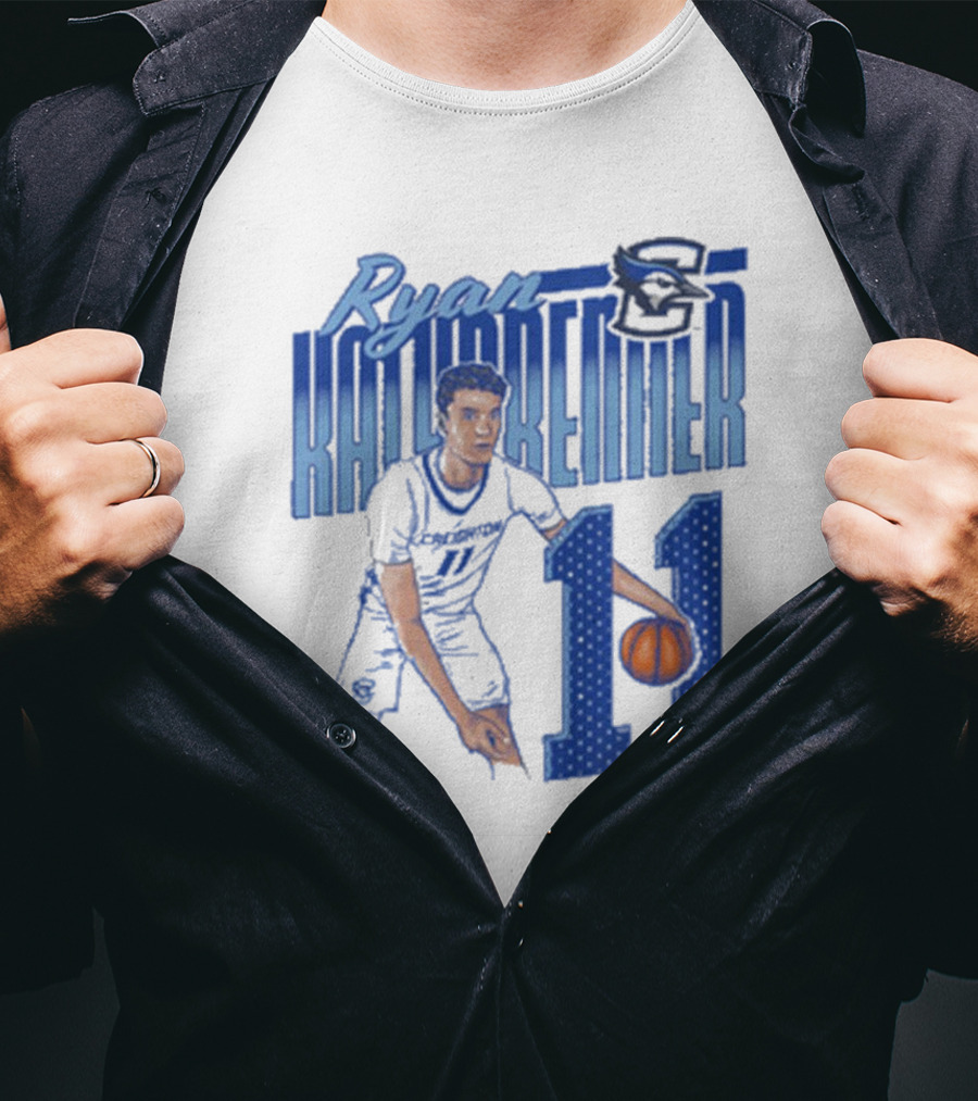 Ryan Kalkbrenner Creighton Bluejays Number 11 Cartoon Big East Conference T-Shirt