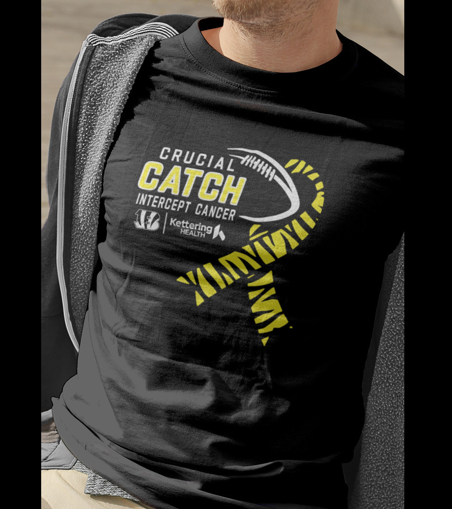 Crucial Catch Intercept Cancer Cincinnati Bengals Kettering Health Yellow T-Shirt