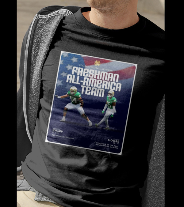 Anthonie Knapp Leonard Moore Notre Dame College Football Network Freshman All-America Team T-Shirt