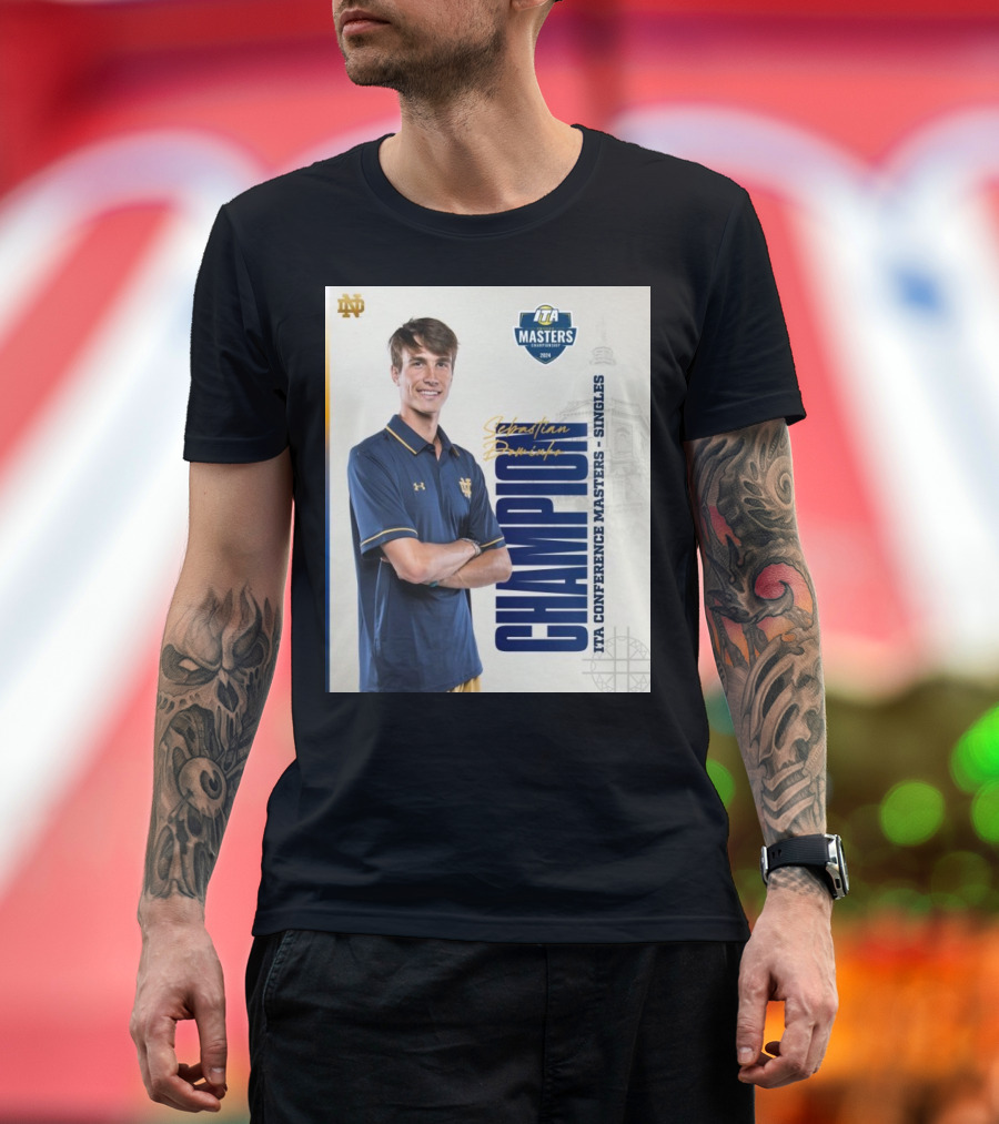 Sebastian Dominko ITA Conference Masters Singles Champion 2024 Signature Notre Dame T-Shirt