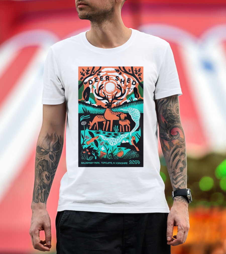 Deer Shed Festival 2024 Baldersby Park Topcliffe N Yorkshire July 26-29 Nature Art Deer and Wildlife T-Shirt