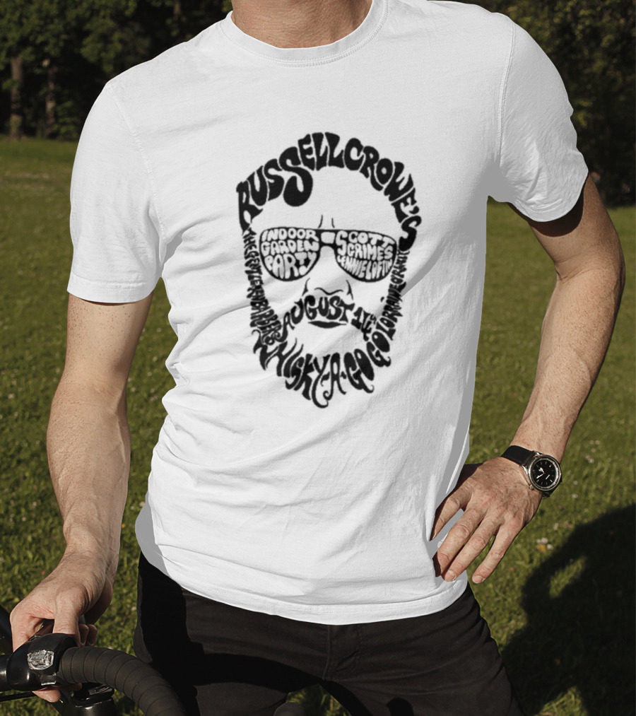 Russell Crowe's Indoor Garden Party Whisky A Go Go August 4 By Scott Grimes And Jamie Ryan With Gareth Blayney T-Shirt