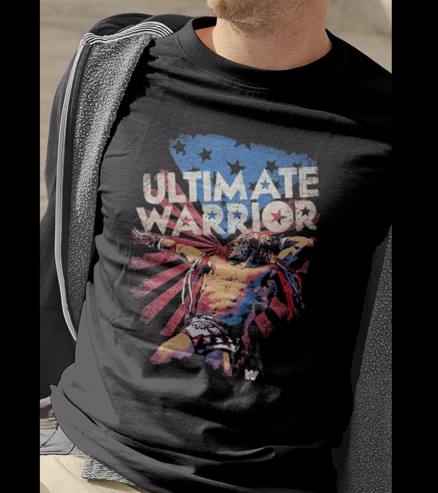ULTIMATE WARRIOR American Flag Stars Stripes Wrestler T-Shirt