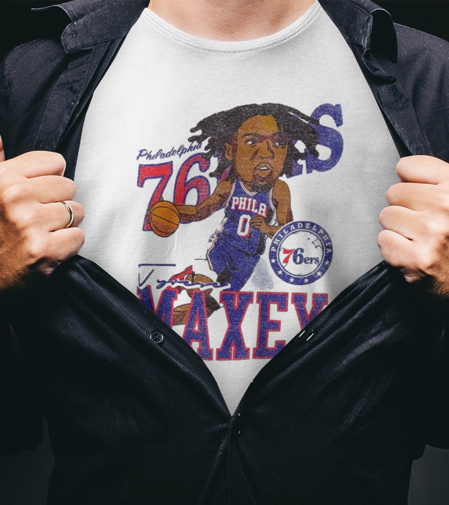 Philadelphia 76ers Tyrese Maxey Caricature Player New Era 76 Philadelphian Phila Maxey 6ers T-Shirt