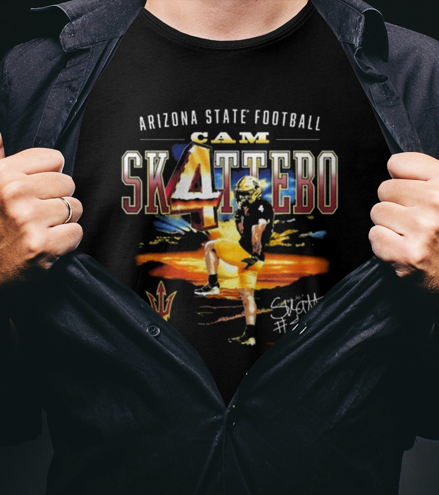 Arizona State Football Cam Skattebo 4 Signature Autograph T-Shirt