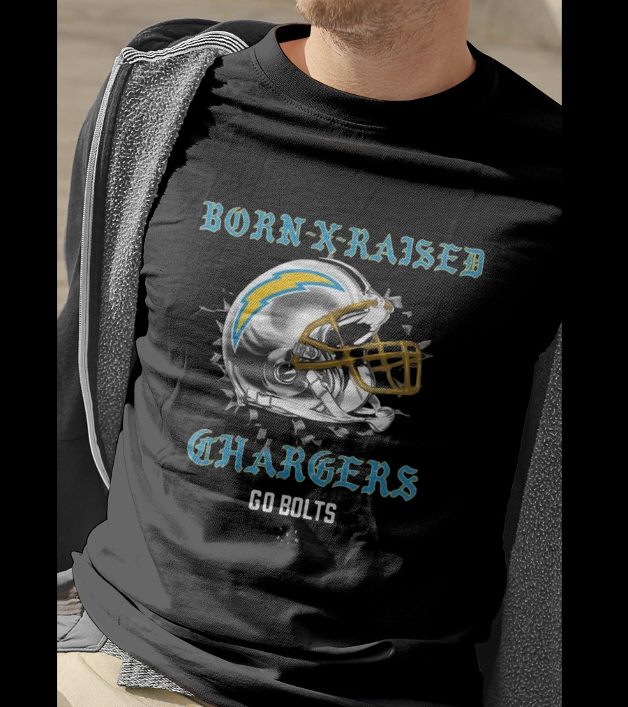 Born X Raised Chargers Helmet Go Bolts T-Shirt