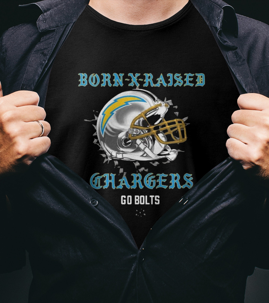 Born X Raised Chargers Helmet Go Bolts T-Shirt