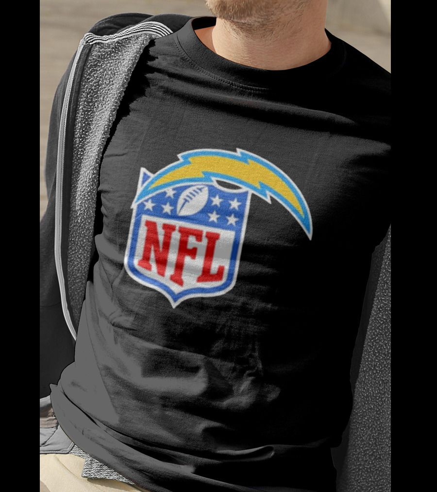 Los Angeles Chargers NFL Lightning Bolt Shield Emblem T-Shirt