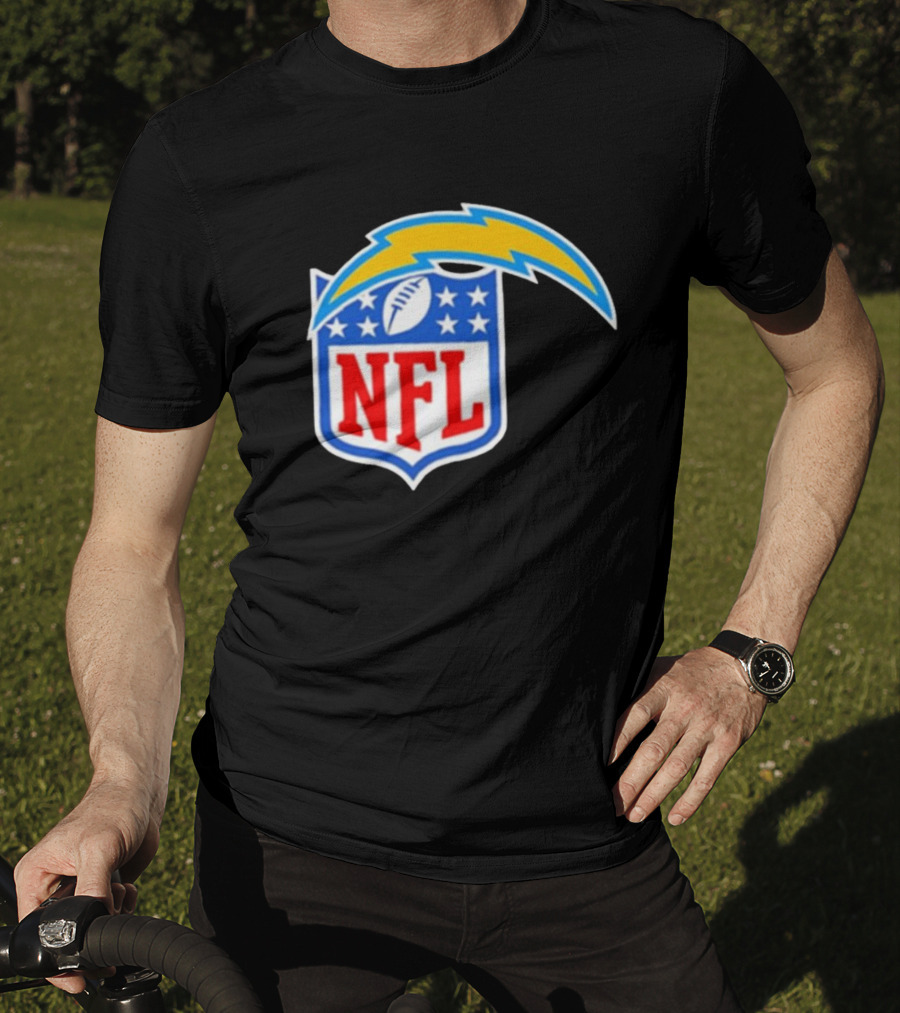 Los Angeles Chargers NFL Lightning Bolt Shield Emblem T-Shirt