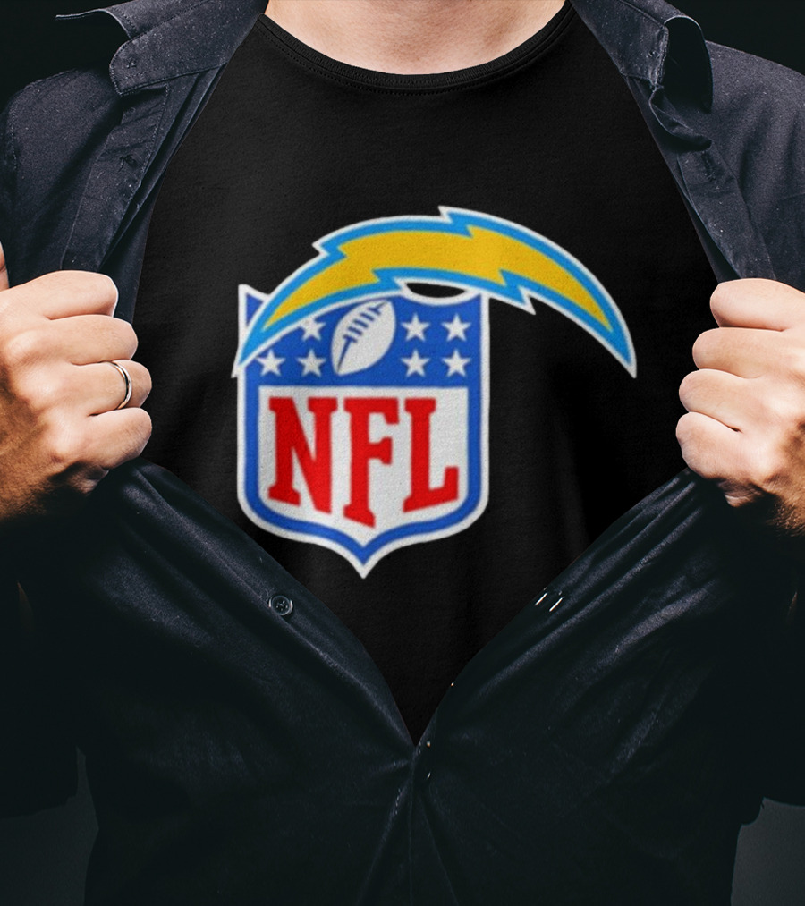 Los Angeles Chargers NFL Lightning Bolt Shield Emblem T-Shirt