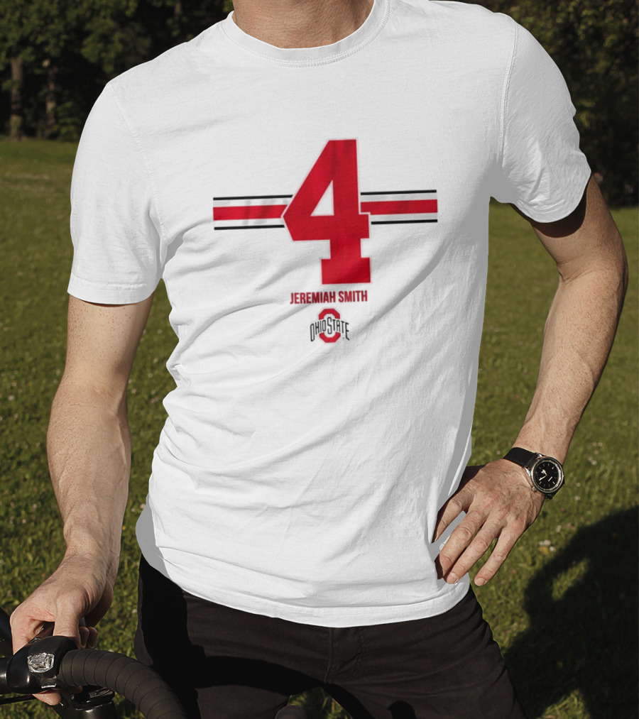 Ohio State Football Jeremiah Smith 4 Jersey Logo Stripes T-Shirt