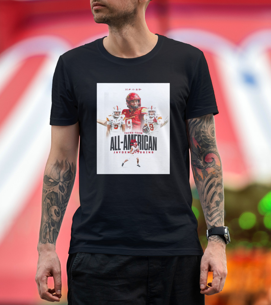Iowa State Cyclones Jayden Higgins 2024 Third-Team All-American Football T-Shirt