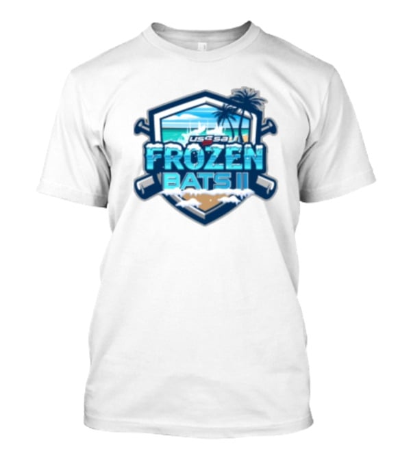 USSSA Frozen Bats II February 22-23 2025 Baseball Tropical Palm Beach Shield T-Shirt