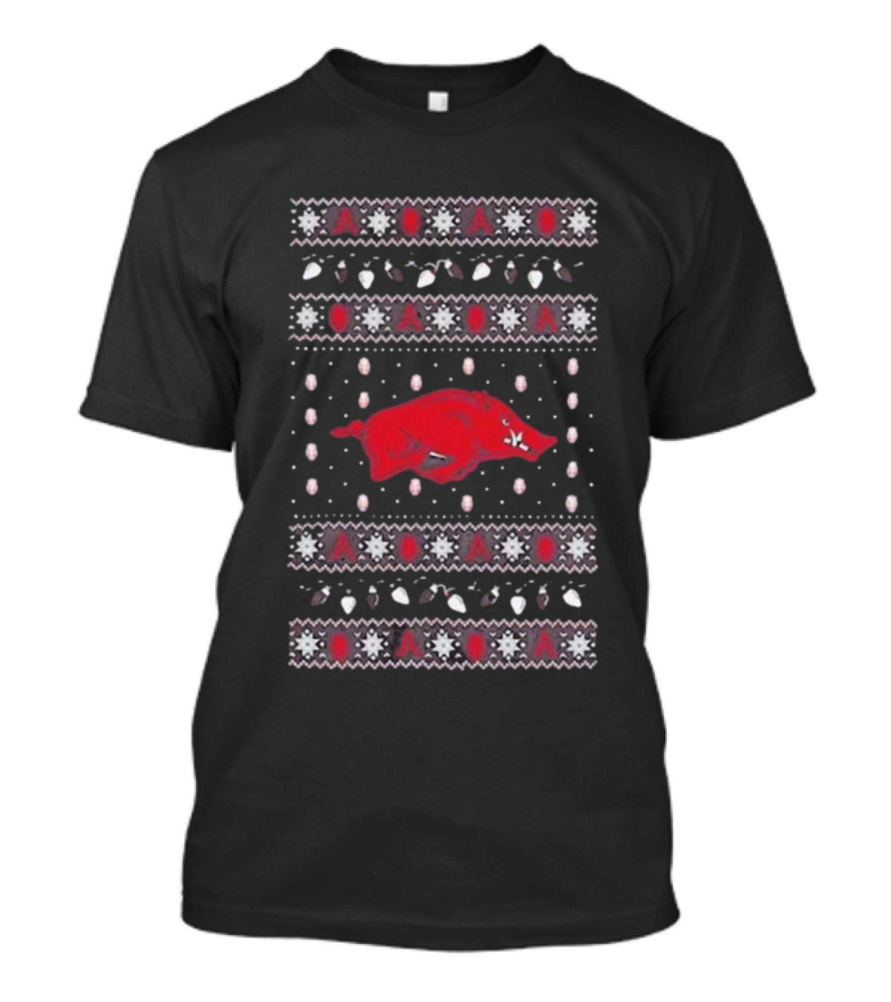 Arkansas Razorbacks Christmas Lights Ugly T-Shirt
