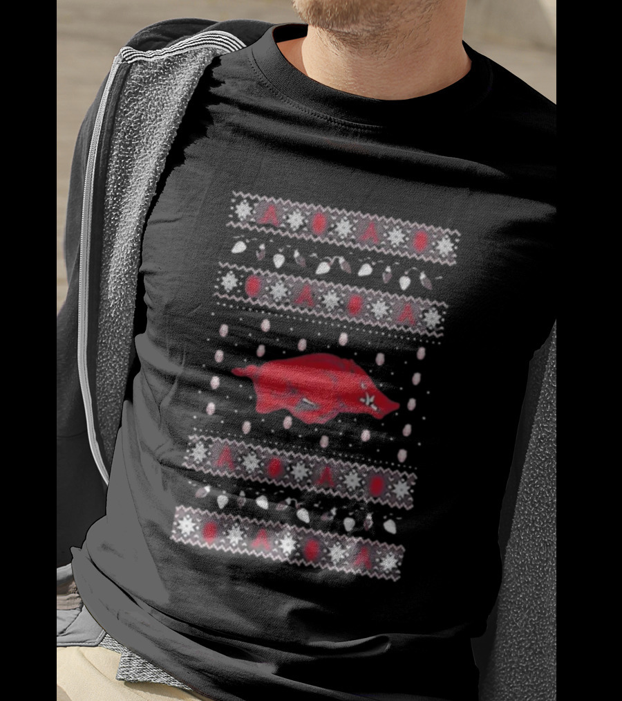 Arkansas Razorbacks Christmas Lights Ugly T-Shirt