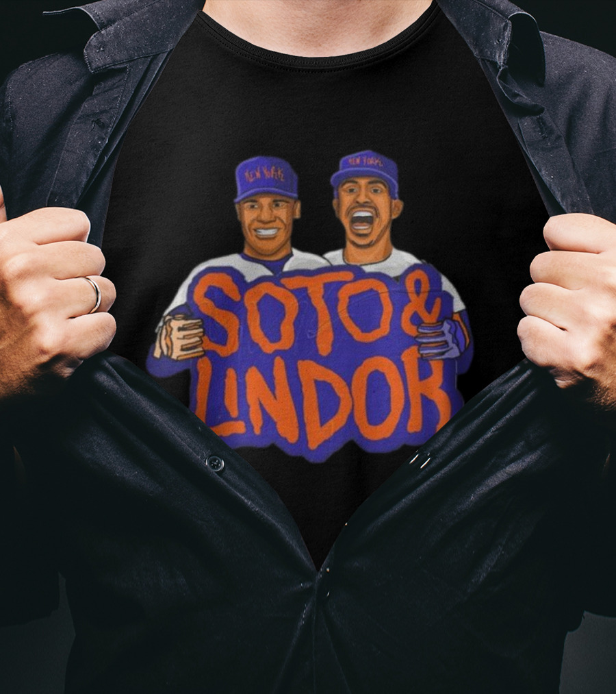 New York Soto And Lindor Caricature Duo T-Shirt