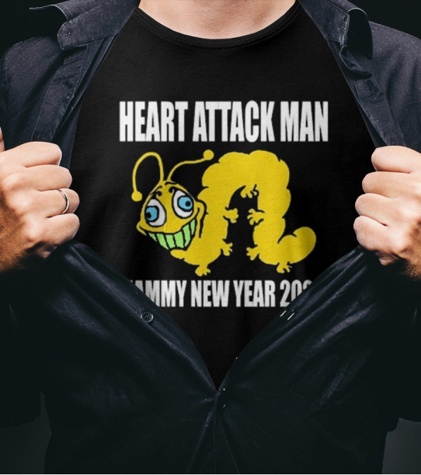Heart Attack Man Hammy New Year 2024 Yellow Caterpillar Character T-Shirt