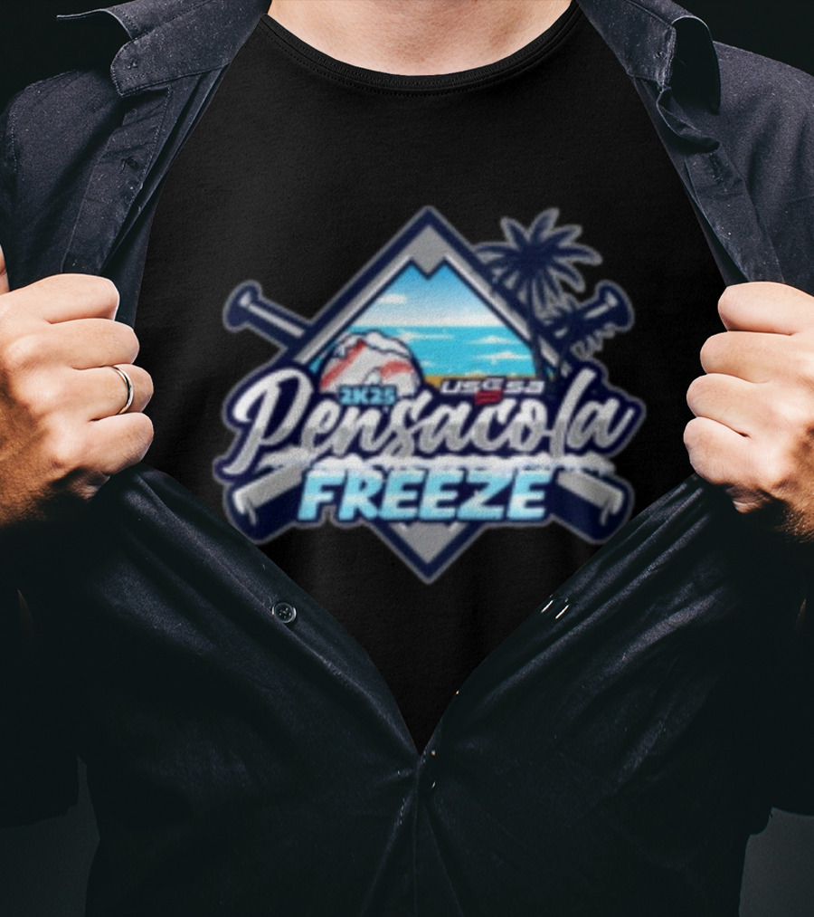 Pensacola Freeze 2K25 USSSA Feb 15-16 Snowy Baseball Mountain Palm Tree Event T-Shirt