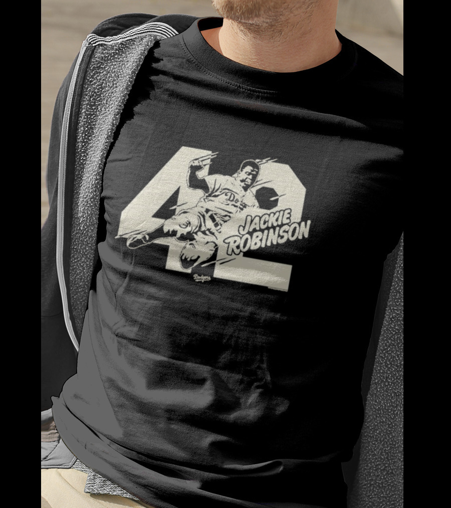 Jackie Robinson Dodgers Sliding 42 MLB Los Angeles T-Shirt