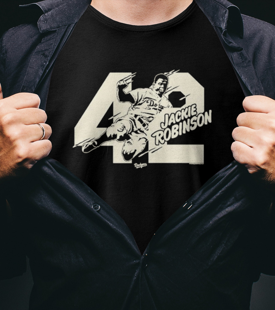 Jackie Robinson Dodgers Sliding 42 MLB Los Angeles T-Shirt