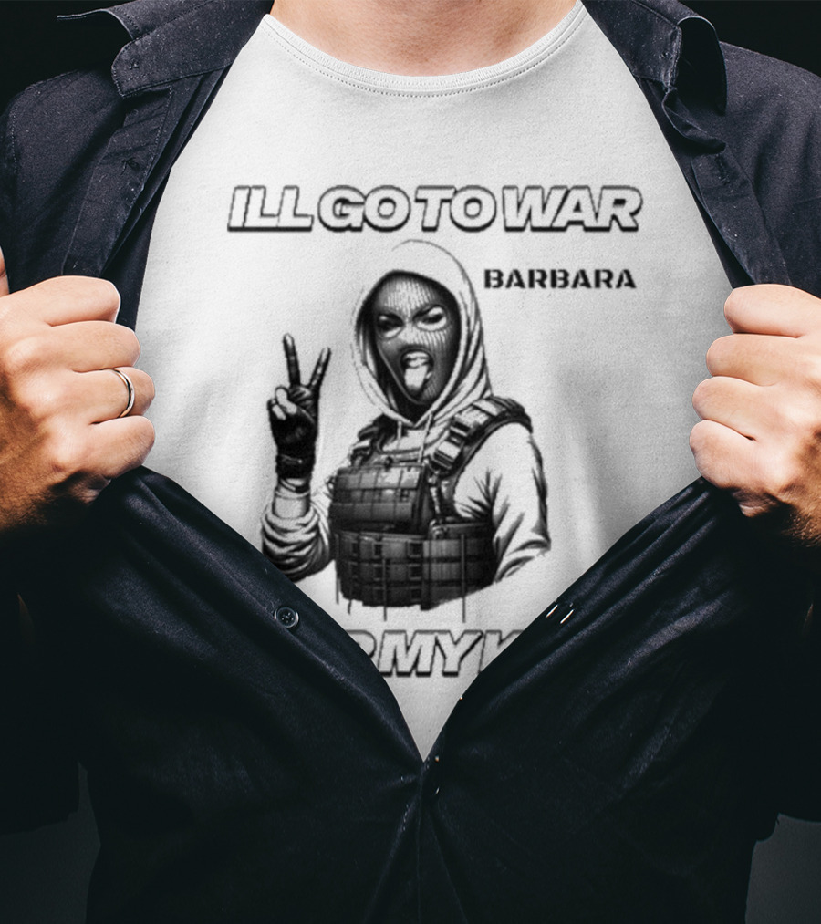 ILL GO TO WAR BARBARA FOR MY KIDZ Peace Sign Hoodie Masked Character T-Shirt