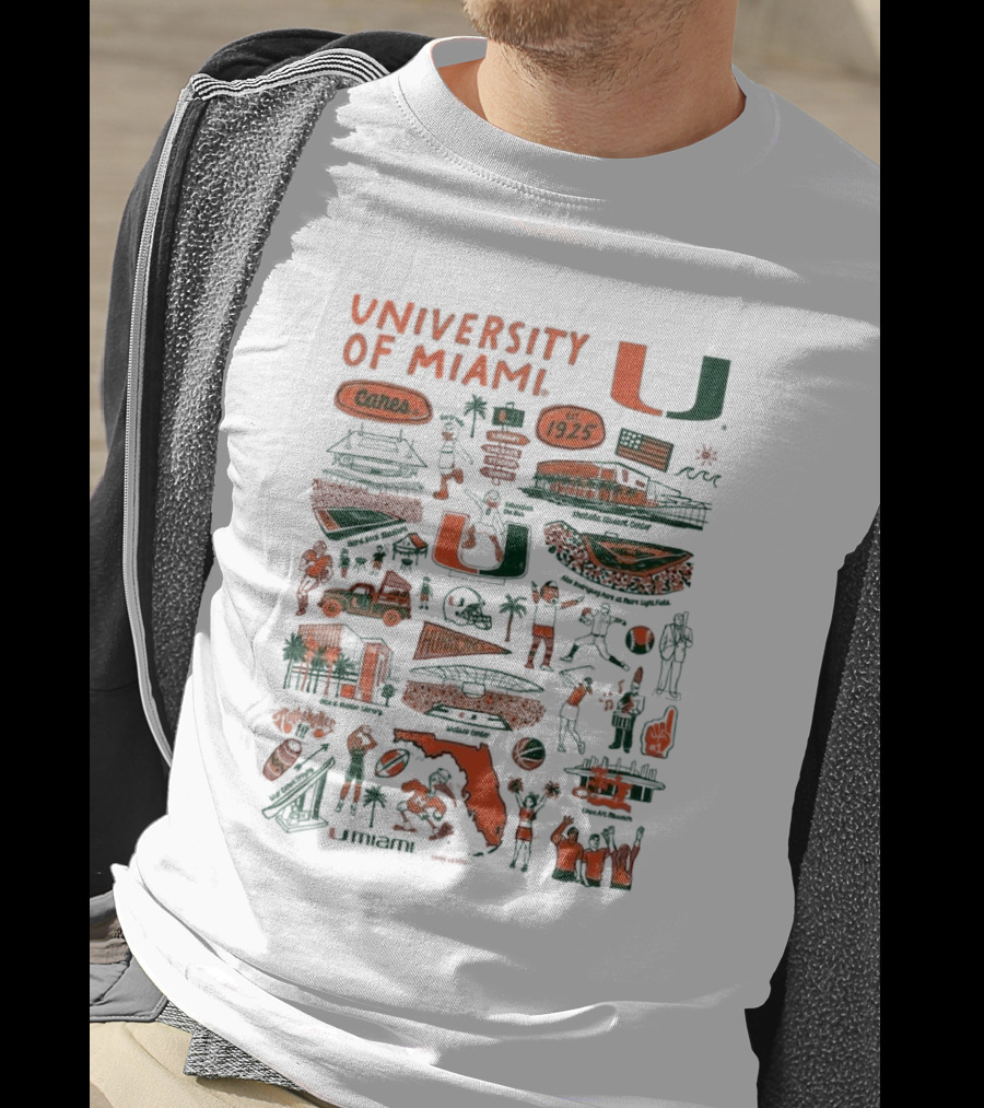 University Of Miami Canes Est 1925 Tropical Park Miami Dade Orange Bowl Gables Hurricanes Umiami T-Shirt