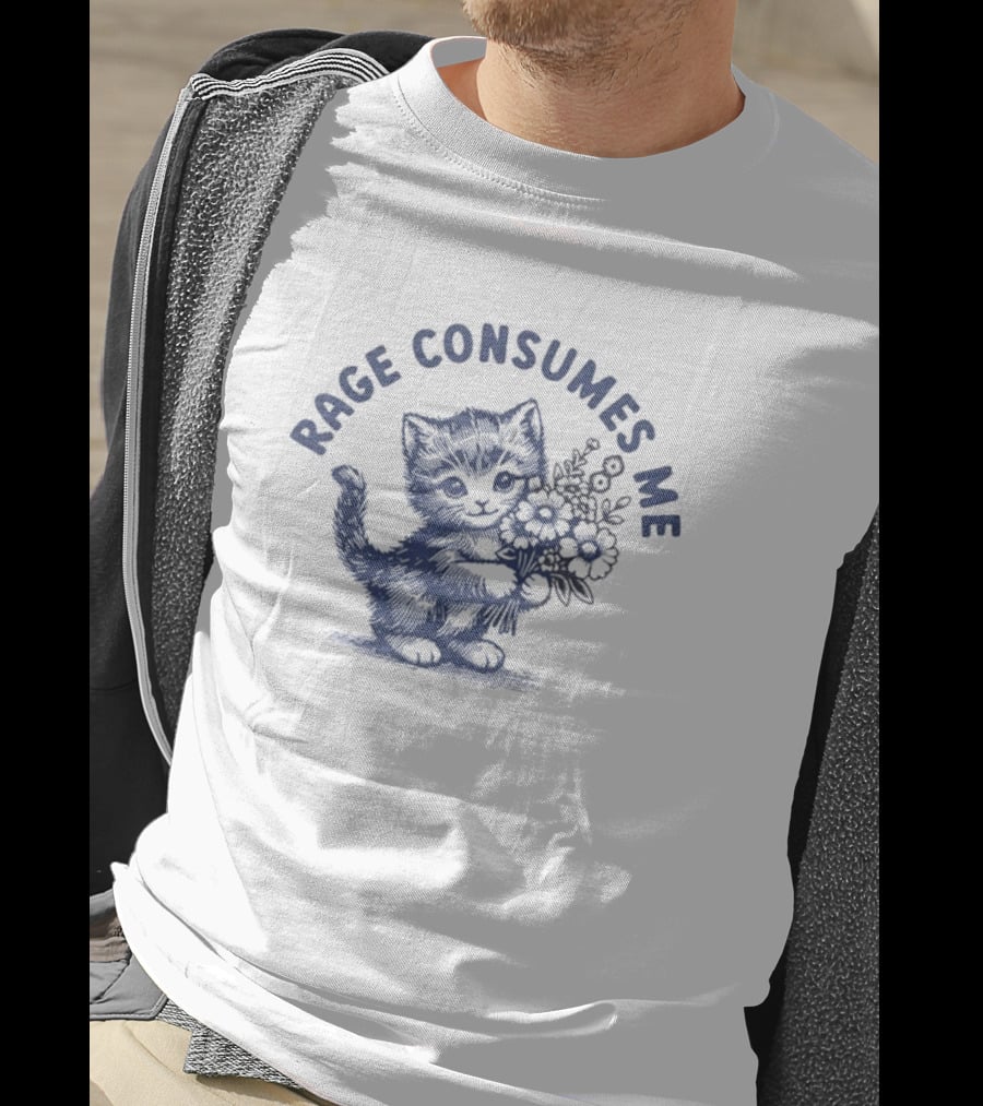 Rage Consumes Me Floral Cat T-Shirt