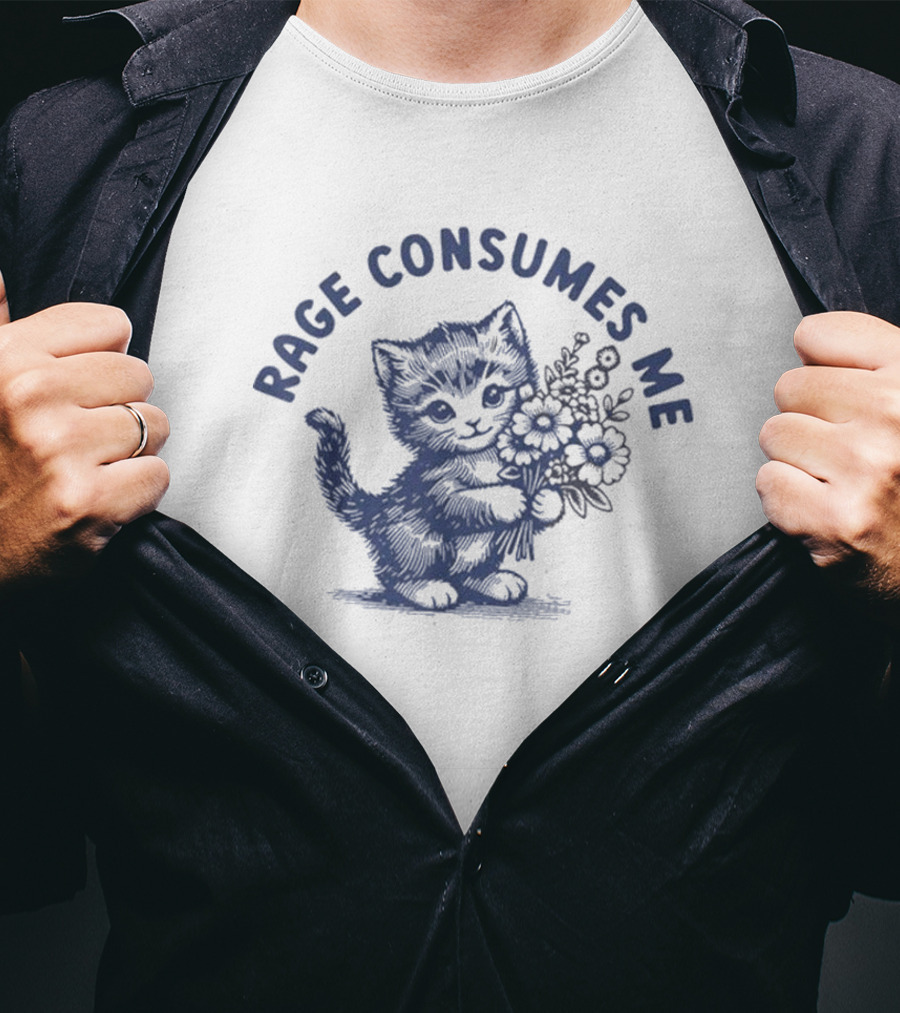 Rage Consumes Me Floral Cat T-Shirt