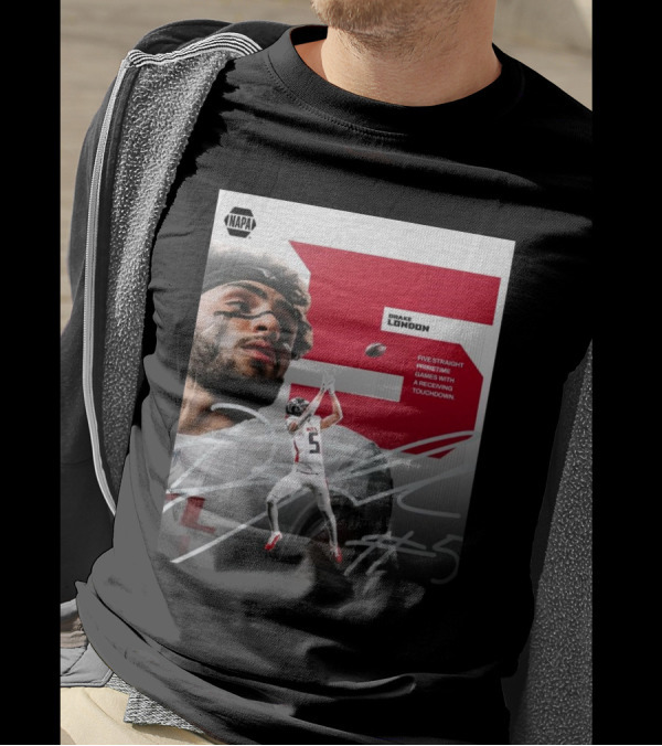 NAPA Drake London #5 Atlanta Falcons Five Straight Primetime Games With A Receiving Touchdown T-Shirt