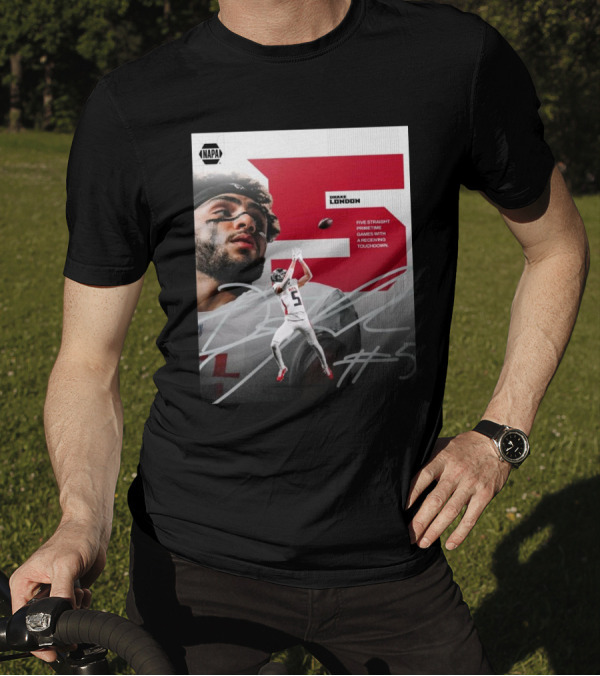 NAPA Drake London #5 Atlanta Falcons Five Straight Primetime Games With A Receiving Touchdown T-Shirt