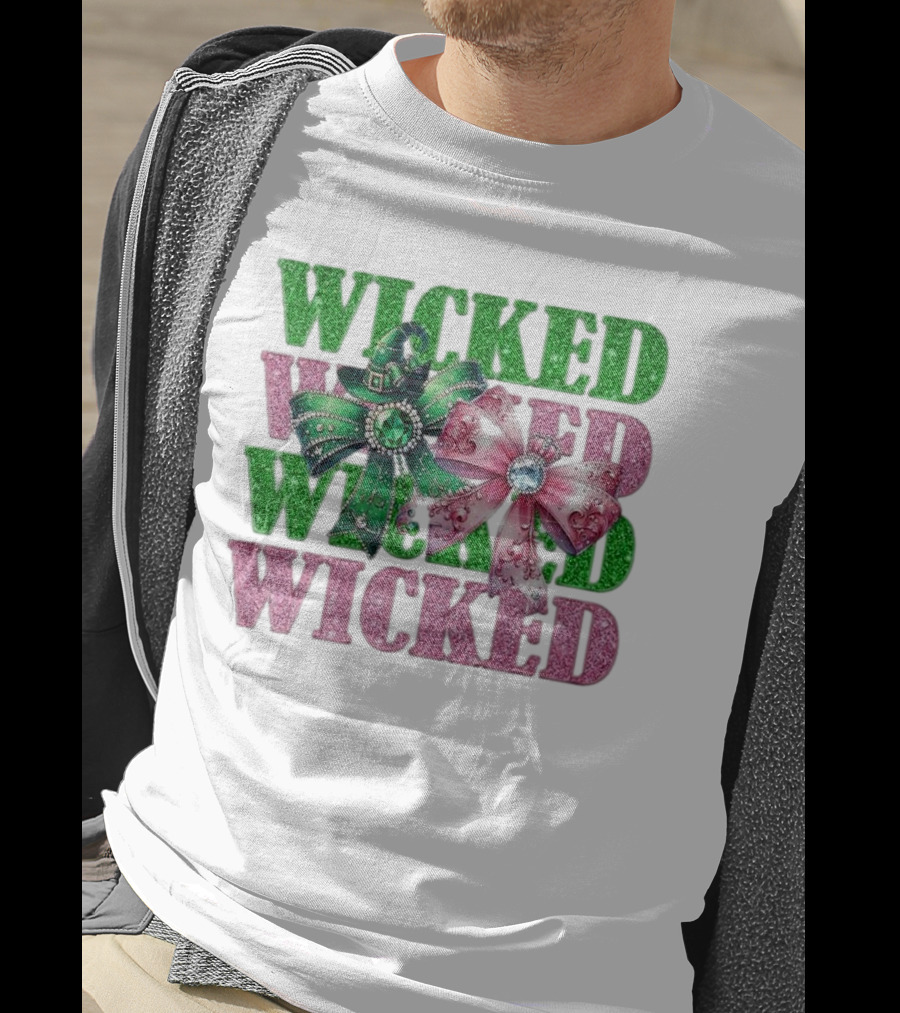 Wicked Coquette Glitter Green Pink Bow Hat T-Shirt