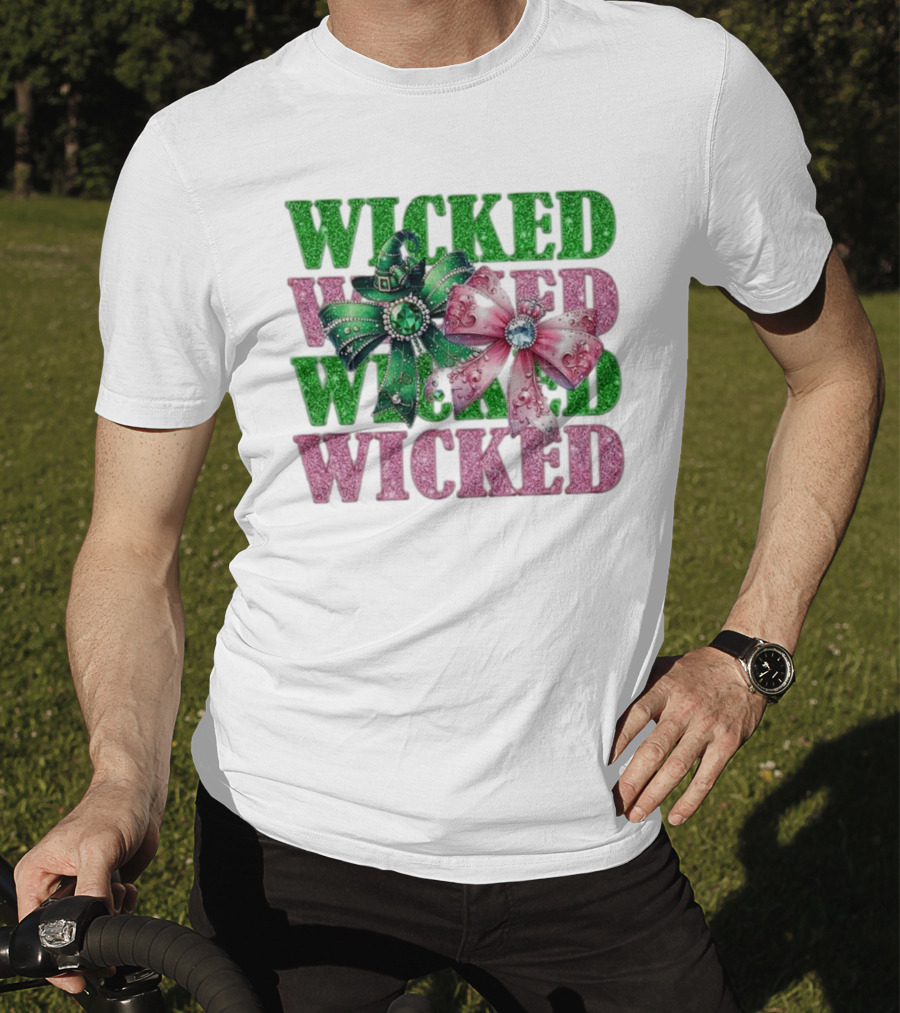 Wicked Coquette Glitter Green Pink Bow Hat T-Shirt