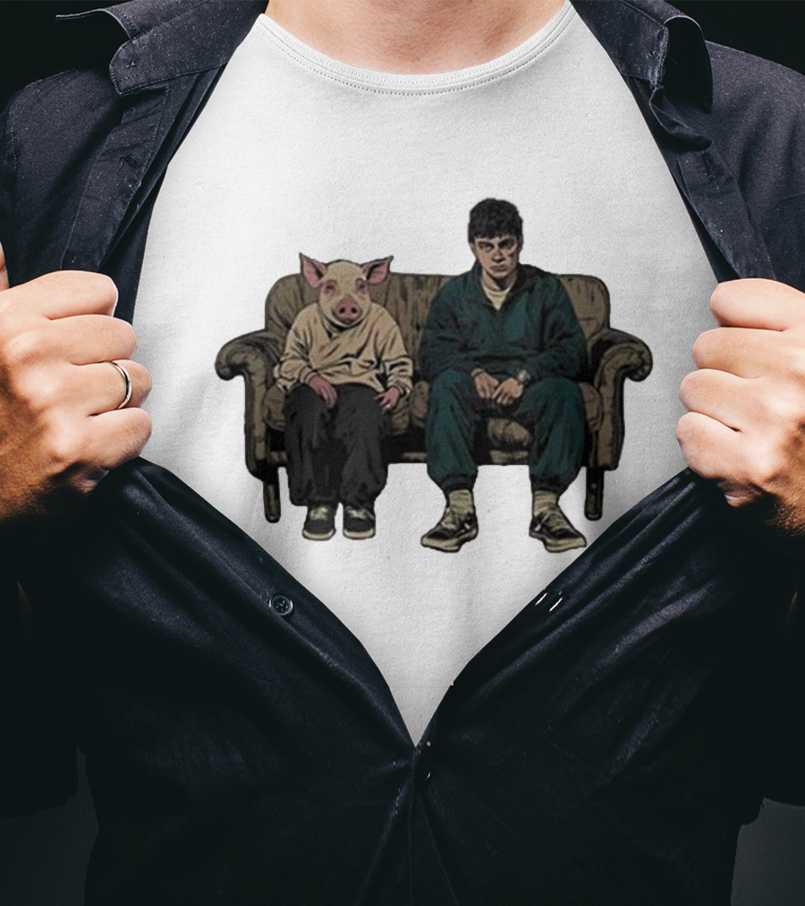 RenMakes Ren Couch Pig Painting Sitting Together T-Shirt