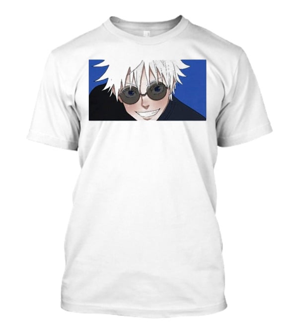 Young Gojo Anime Manga Character Blue Background T-Shirt