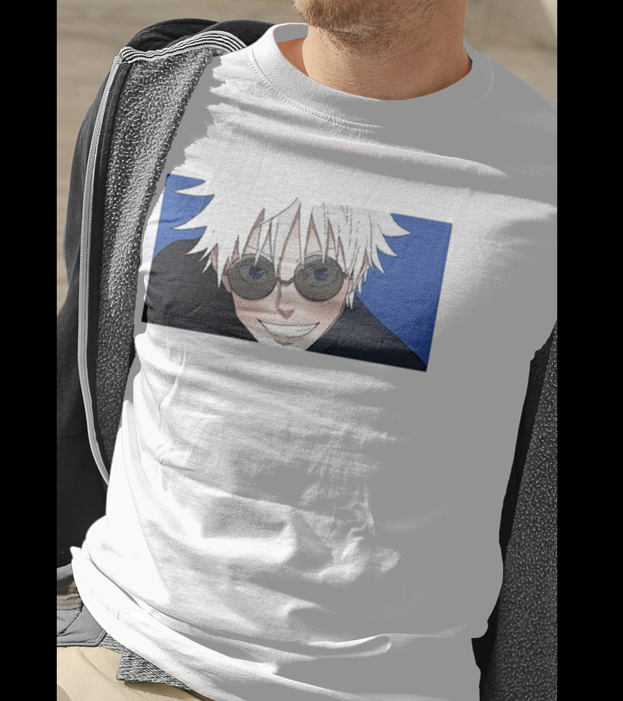 Young Gojo Anime Manga Character Blue Background T-Shirt