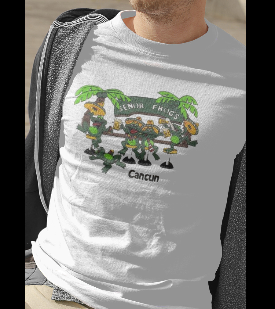 Señor Frog’s Cancun Mexico Palm Trees And Frogs With Sombreros T-Shirt