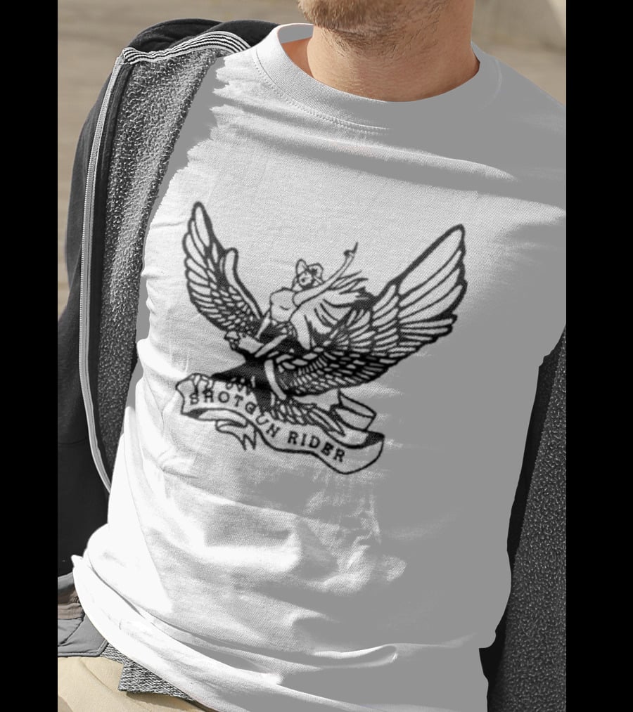 Shotgun Rider Eagle Motorcyclist Banner T-Shirt