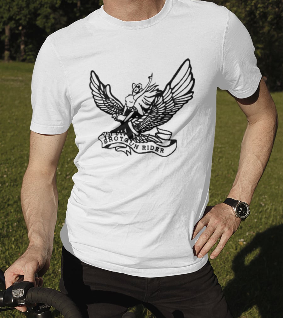 Shotgun Rider Eagle Motorcyclist Banner T-Shirt