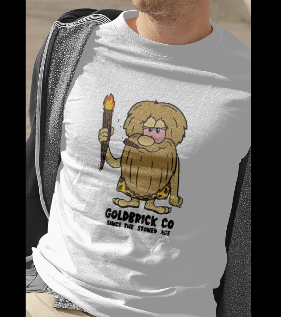 Goldbrick Co Since The Stoned Age Caveman With Torch And Cigar T-Shirt